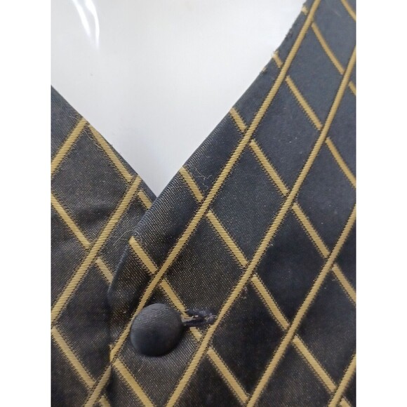 Vtg LAZIO COMO ITALY Classic Fit Vest Black Gold Argyle Diamon Pattern Sz M - Picture 4 of 9
